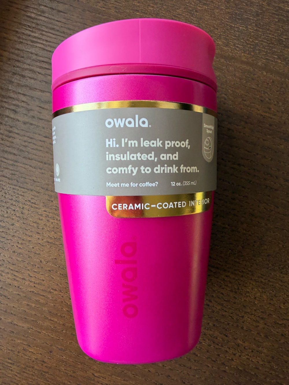 Owala Stainless Steel SmoothSip Slider Ceramic Lined Travel Mug Read My Lips